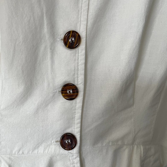 Vintage 90s Rabbit Designs White Tortoiseshell Button Front Midi Shirt Dress 6 - Picture 7 of 16